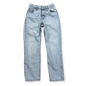 Levi's 501 Jeans Women's 23x26 Blue Light Wash Straight Button Fly Premium Big E